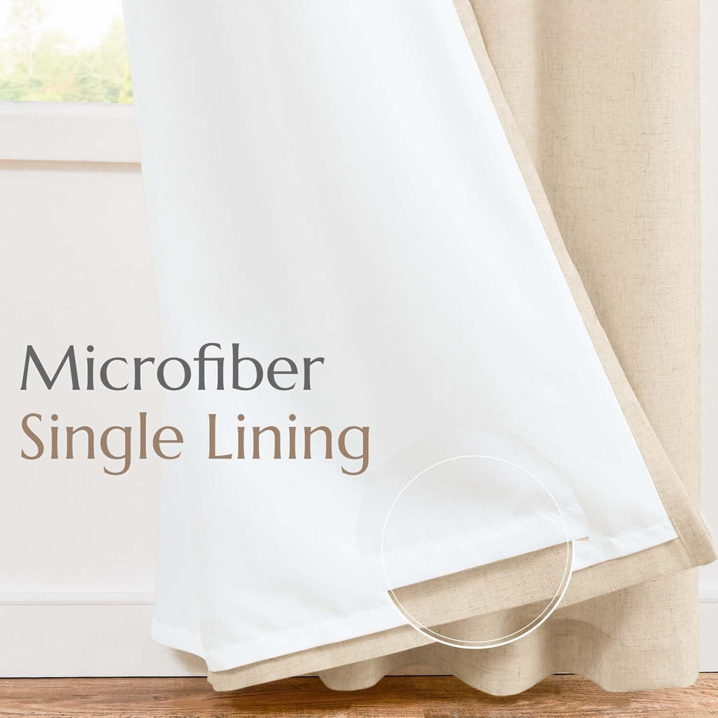 Beige Back Tab Lined Linen Curtains