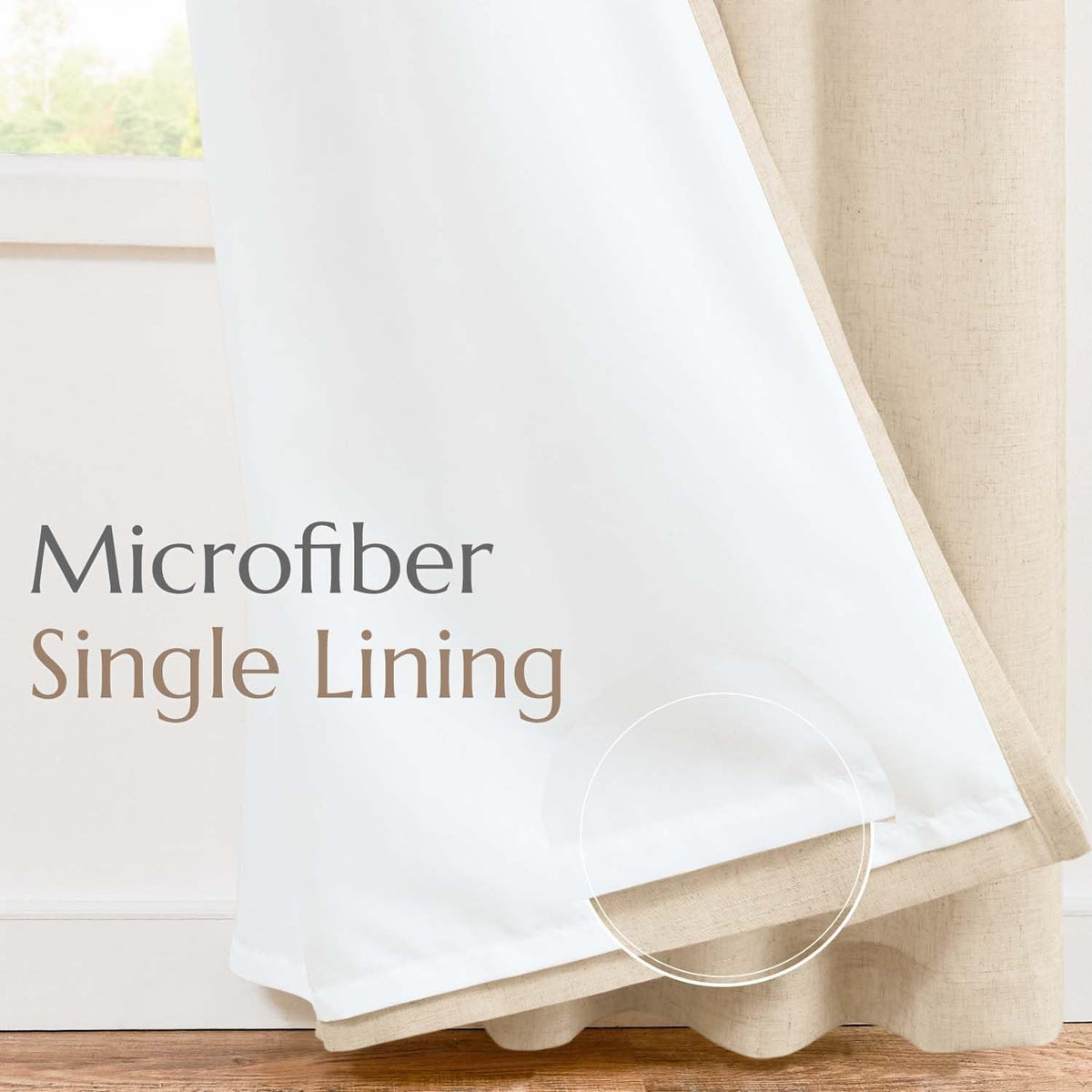 Beige Back Tab Lined Linen Curtains
