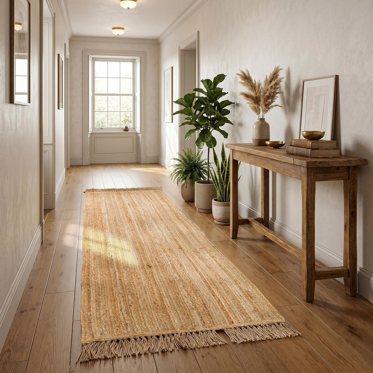 Natural Braided Reversible Jute Runner Rug