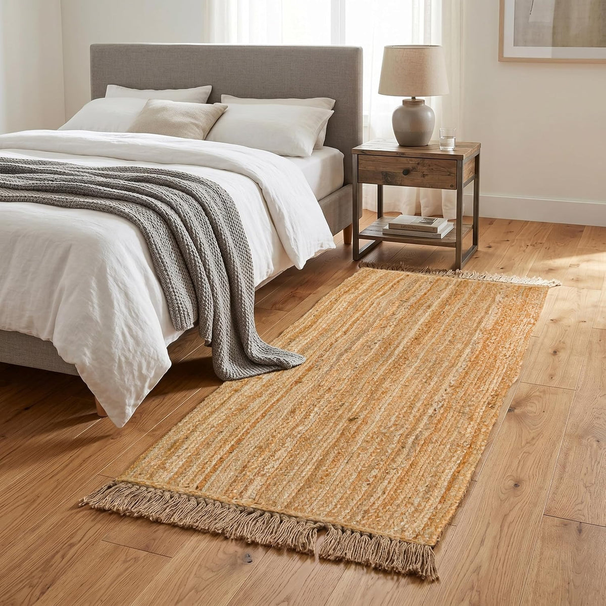 Natural Braided Reversible Jute Runner Rug