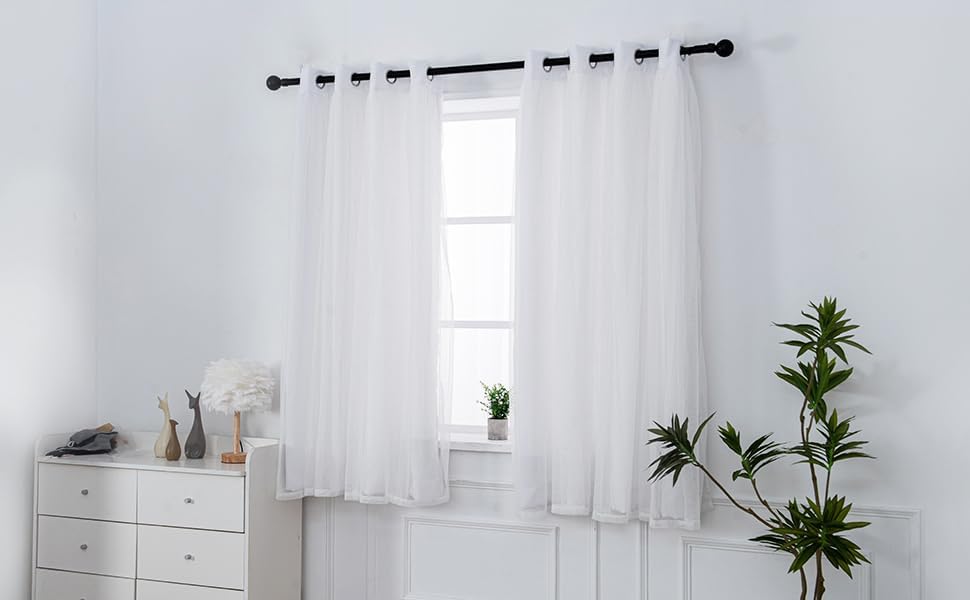 Greyish White Blackout Curtains With Sheer Overlay