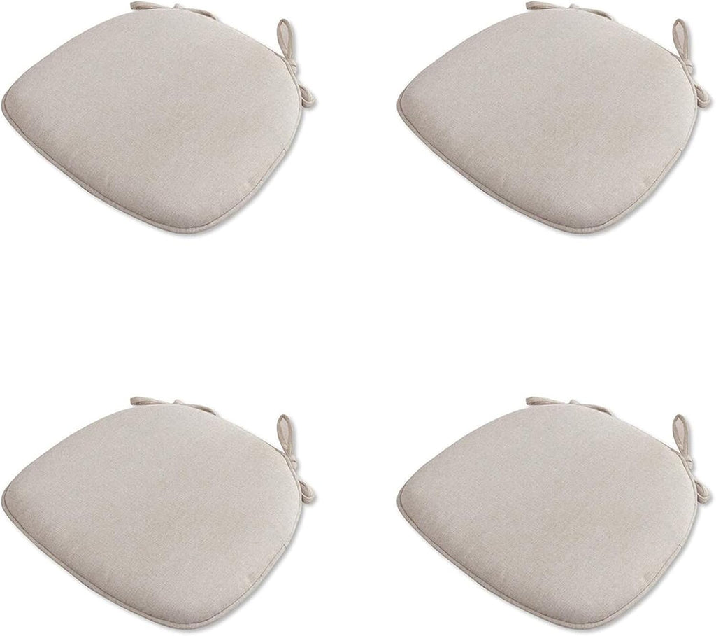 White Linen U‑Shaped Tied Dining Chair Cushions