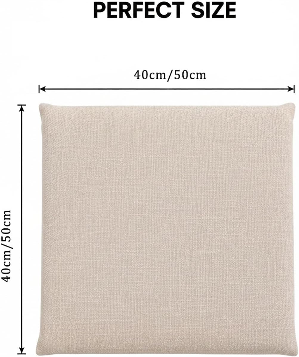Beige Square Linen Tied Dining Chair Cushion