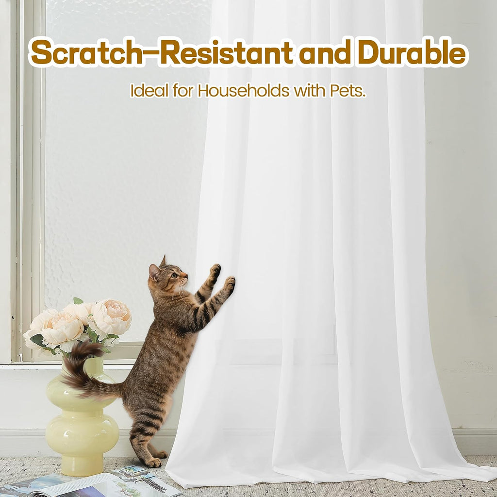 White Rod Pocket Semi Sheer Light Filtering Curtain