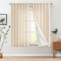 Beige Back Tab Lined Linen Curtains