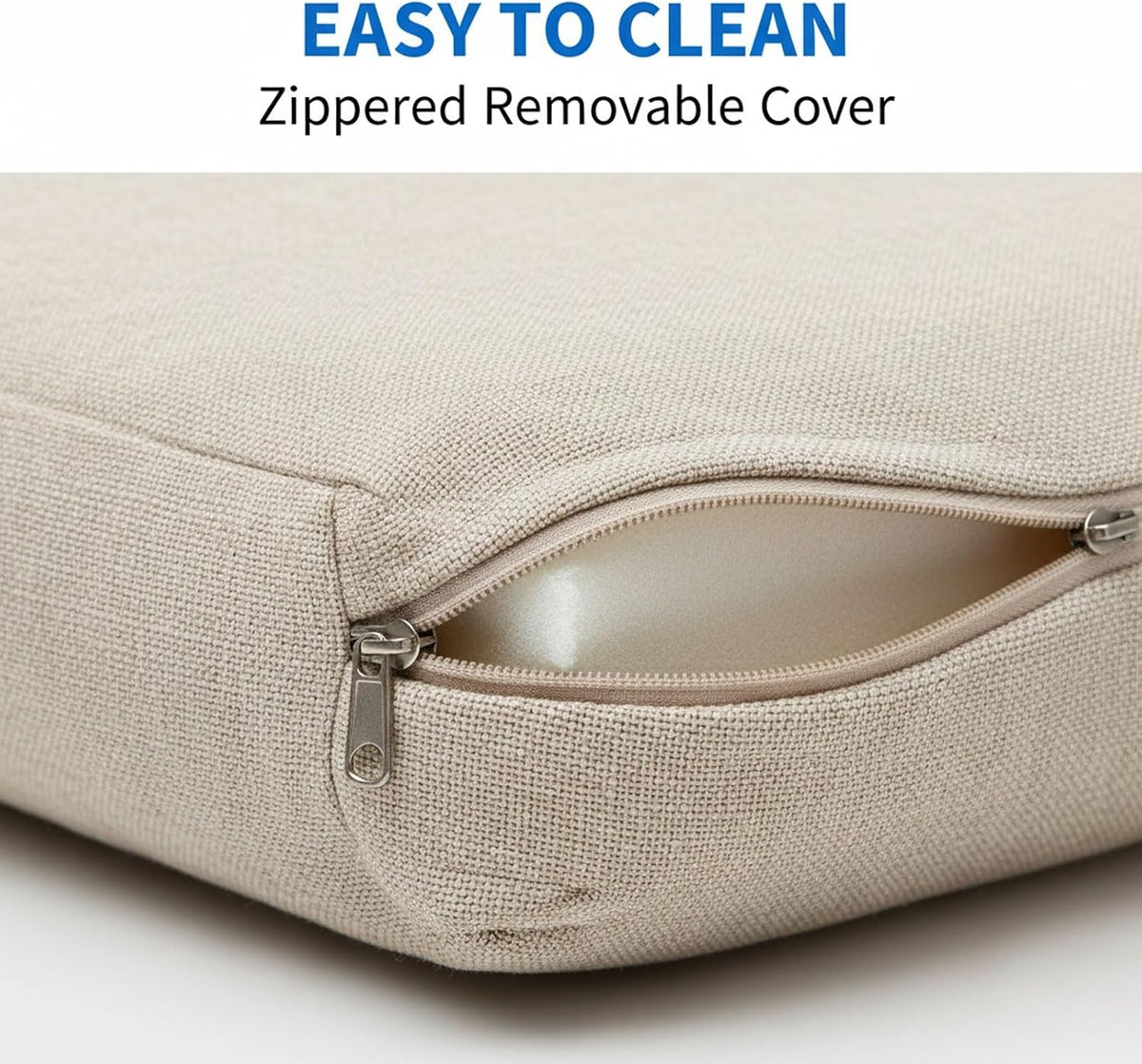 Beige Square Linen Tied Dining Chair Cushion