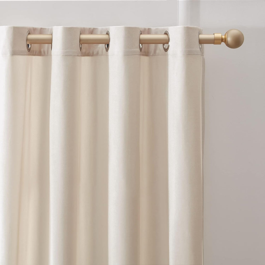 Cream Ivory Velvet Living Room Bedroom Curtains