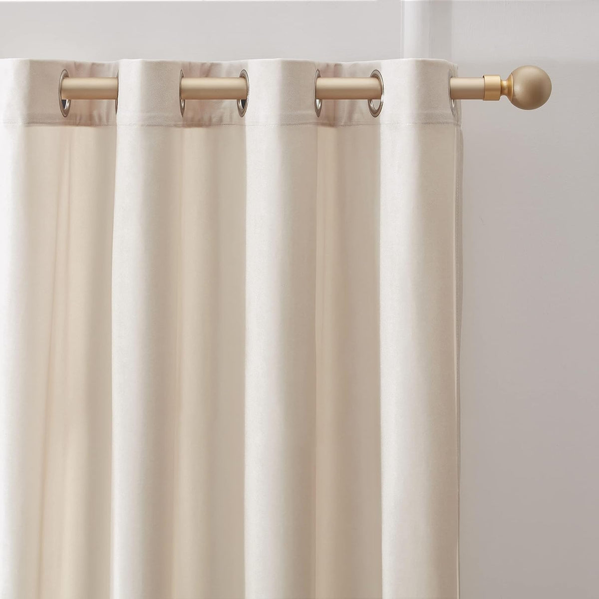 Cream Ivory Velvet Living Room Bedroom Curtains