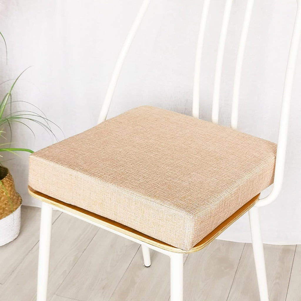 Khaki Linen Square Thickened Sponge Seat Cushion
