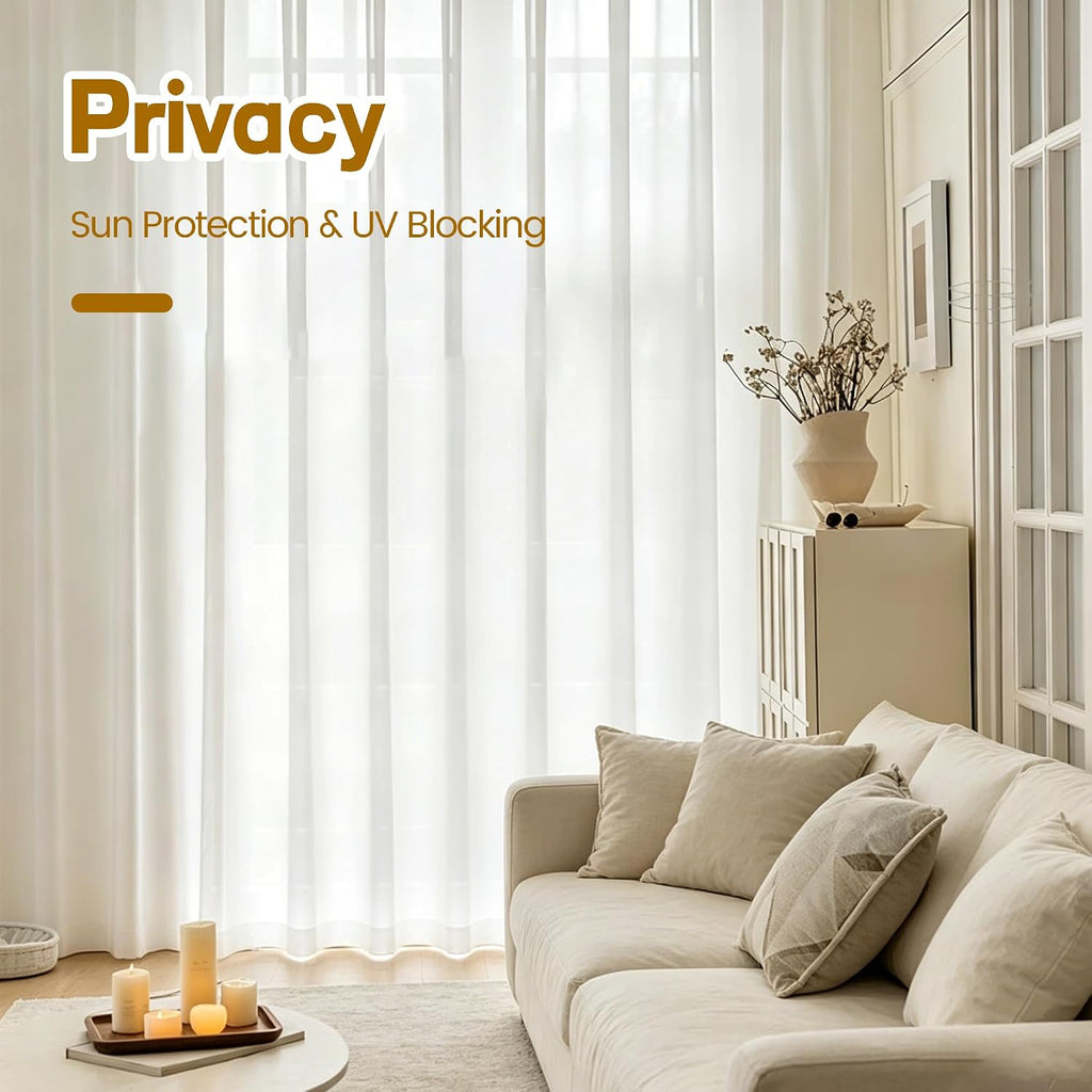White Rod Pocket Semi Sheer Light Filtering Curtain