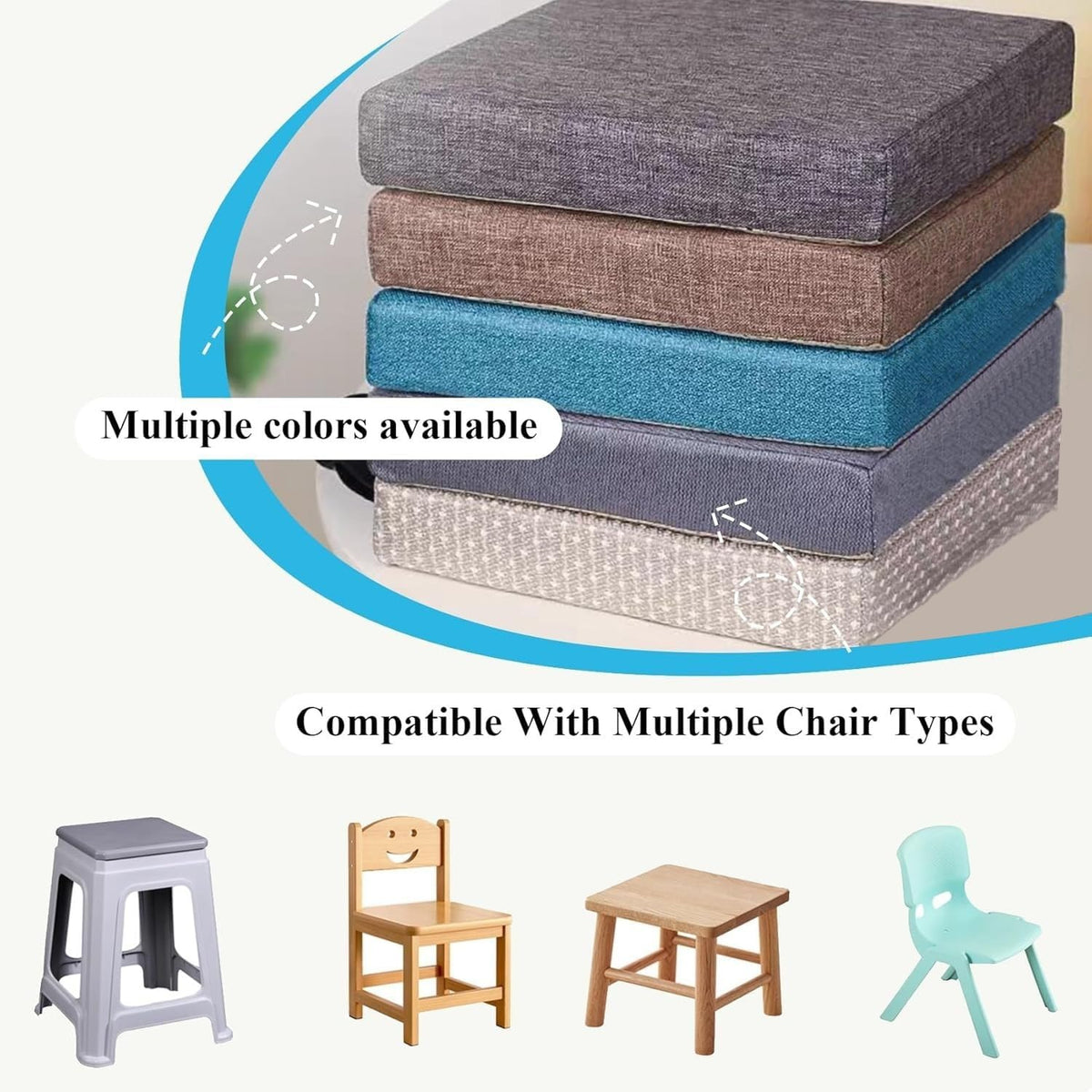 Square Tied High‑Density Spoon Stool Cushions