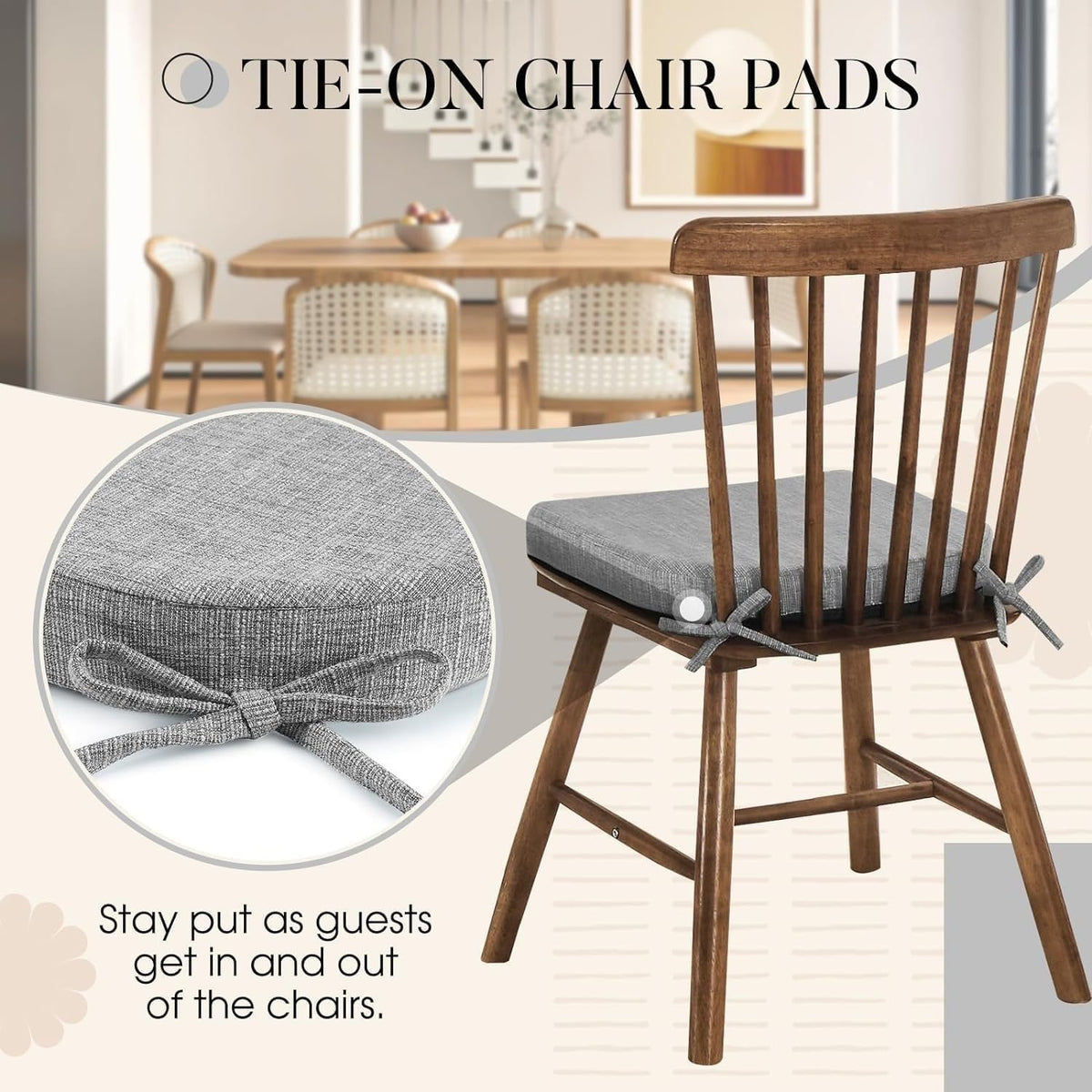 U‑Shape Linen Tied Dining Chair Cushion