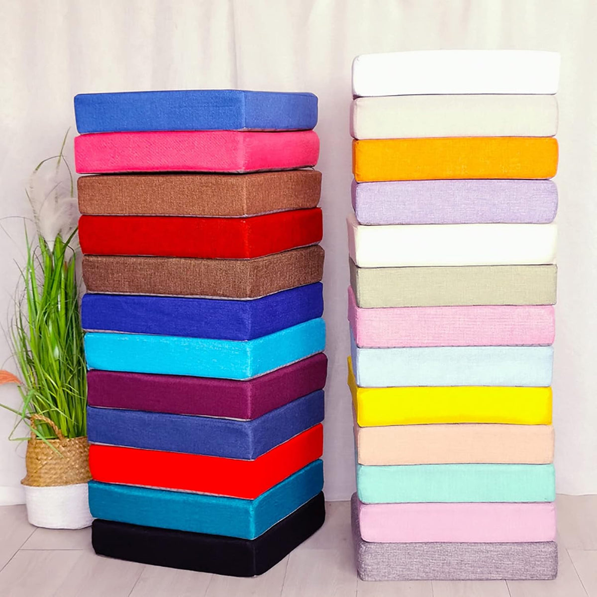 Khaki Linen Square Thickened Sponge Seat Cushion