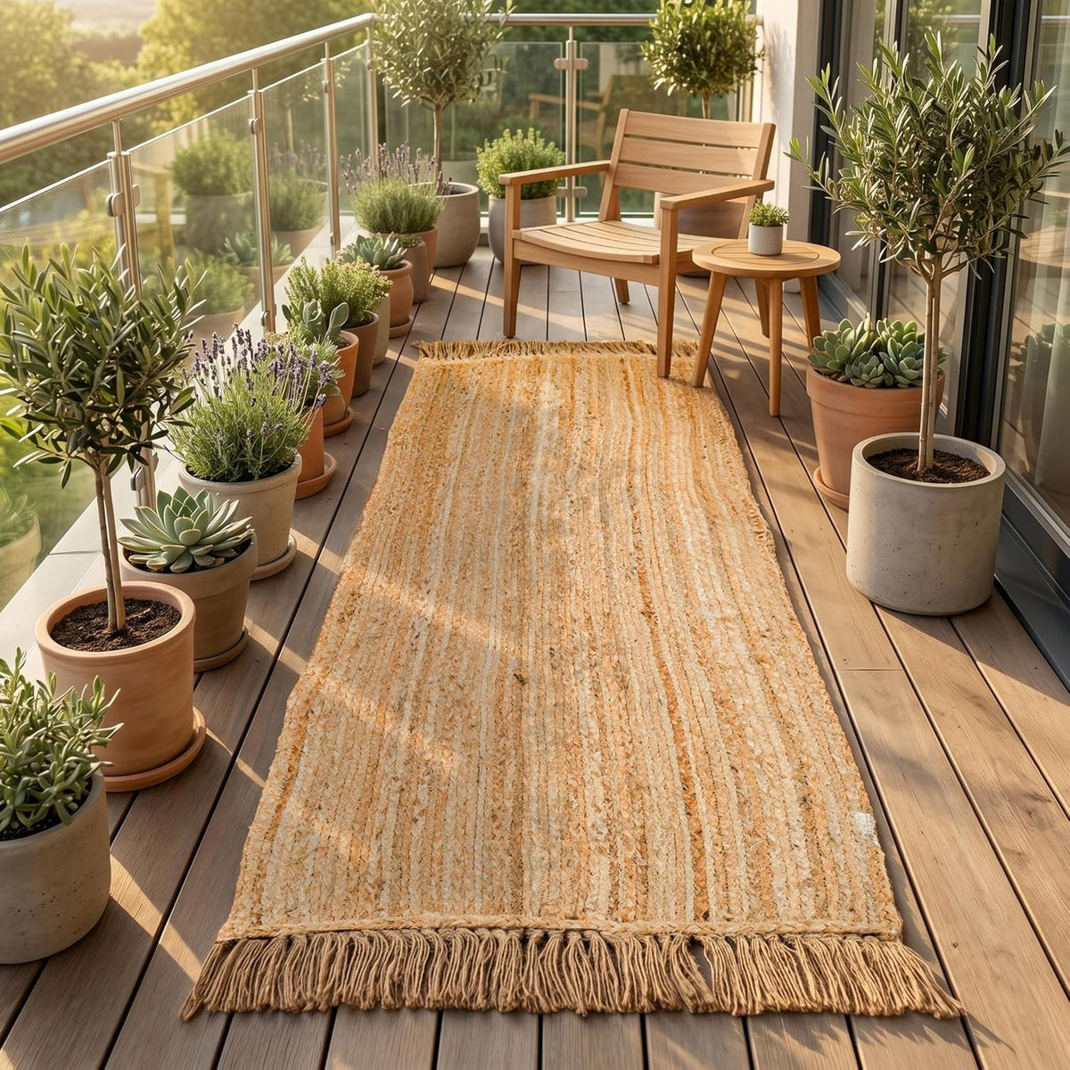 Natural Braided Reversible Jute Runner Rug