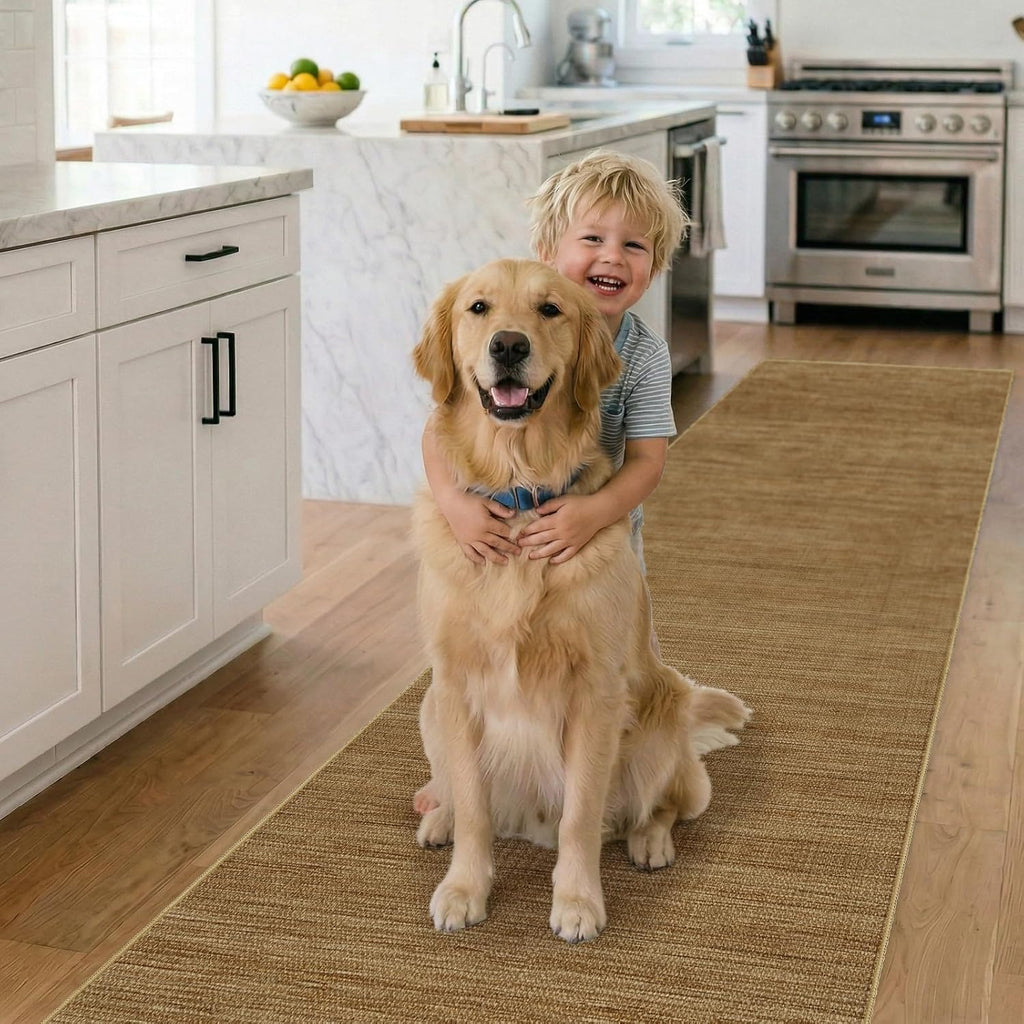 Beige Non‑Slip Jute Runner Rug