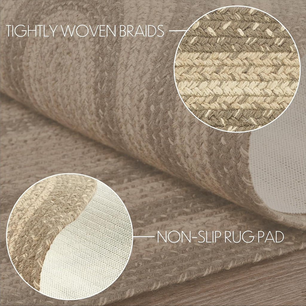 Brands Tan Grey White Oval Jute Hall Runner Rug