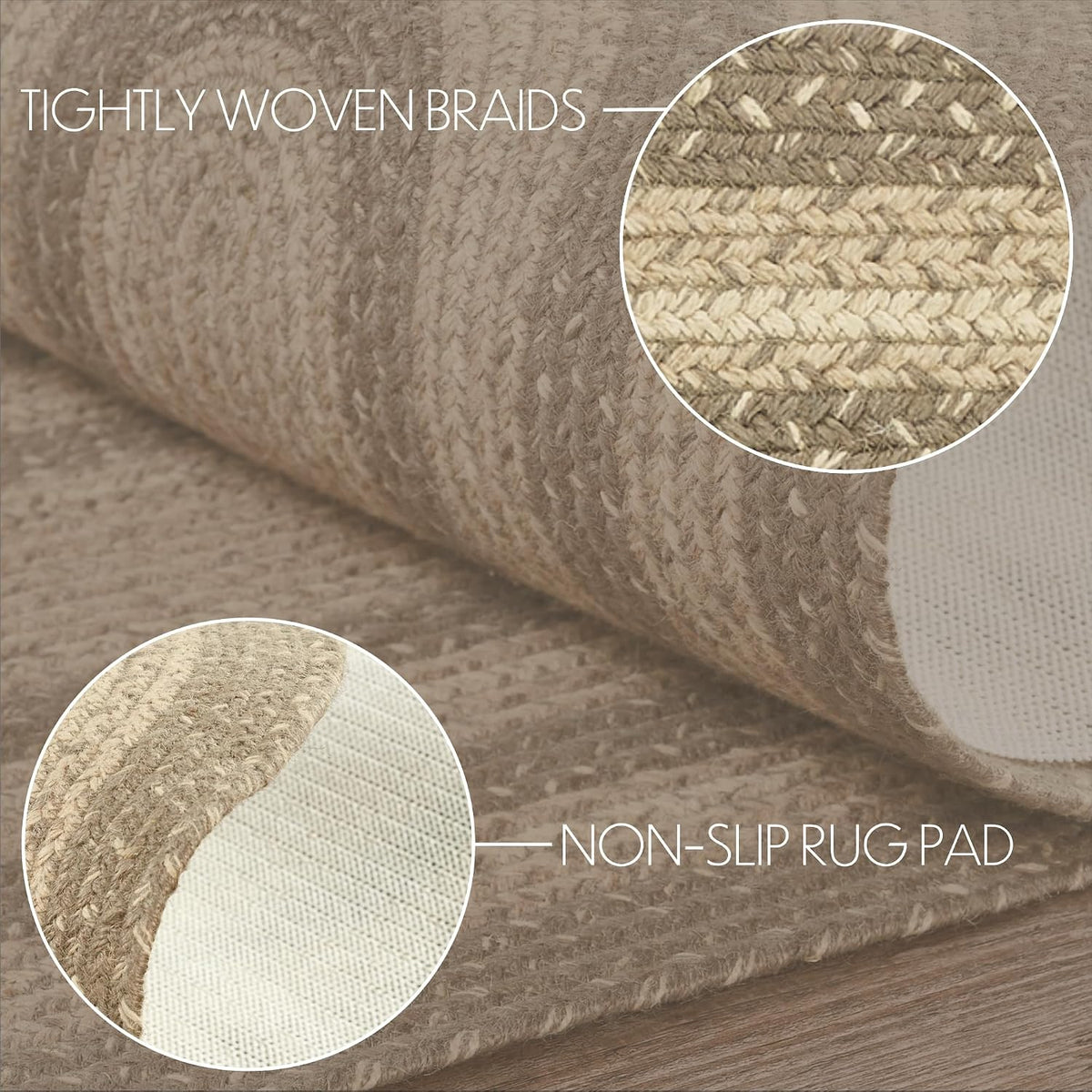 Brands Tan Grey White Oval Jute Hall Runner Rug