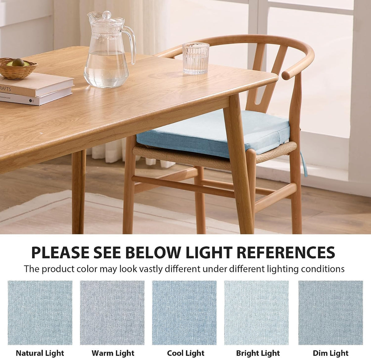 Light Blue D‑Shaped Dining Chair Cushions