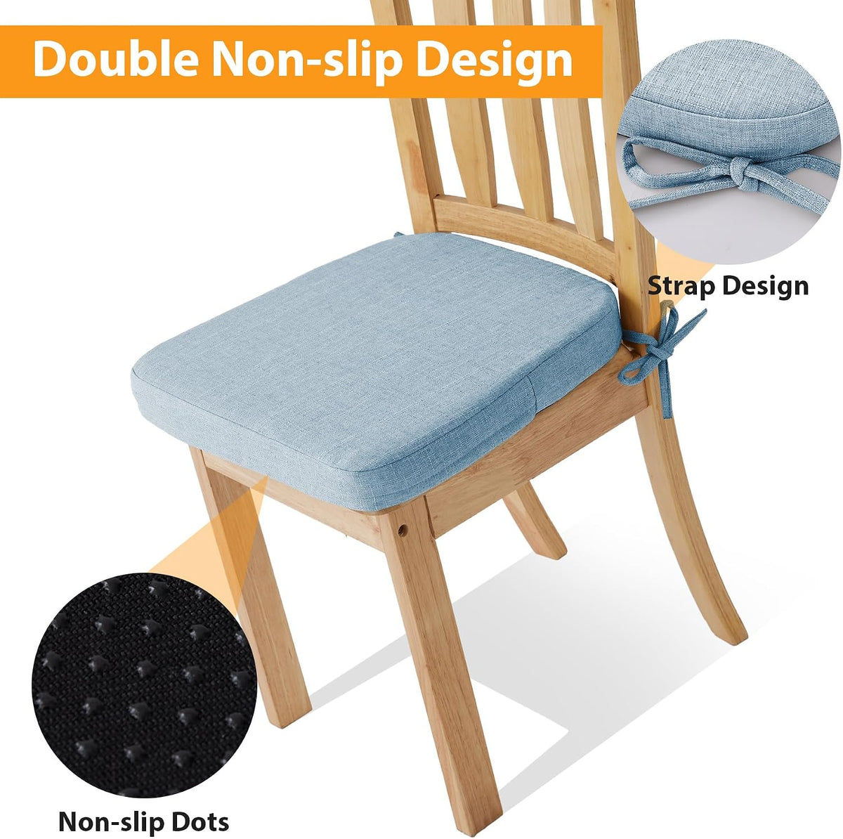 Light Blue D‑Shaped Dining Chair Cushions