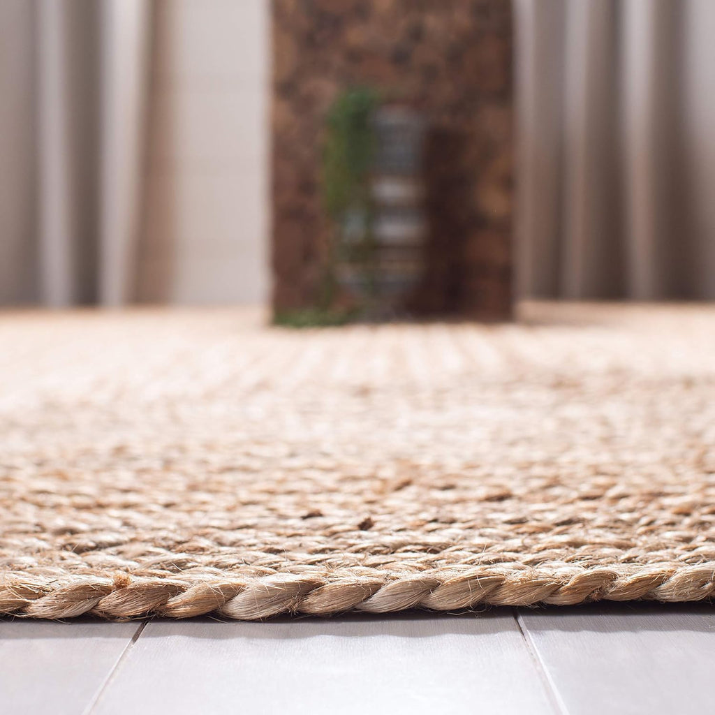 Brown Braided Flat Weave Jute Runner Rug