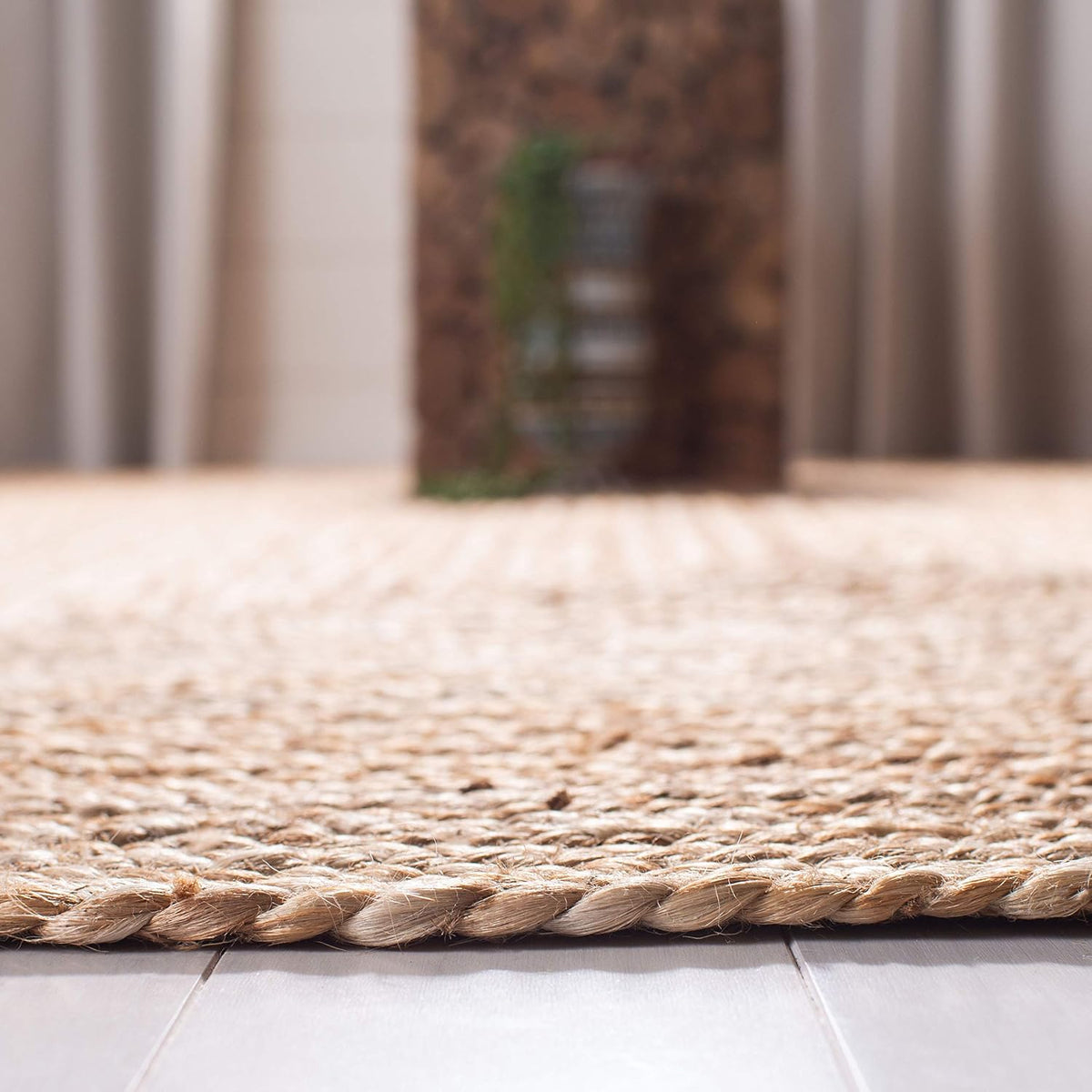 Brown Braided Flat Weave Jute Runner Rug