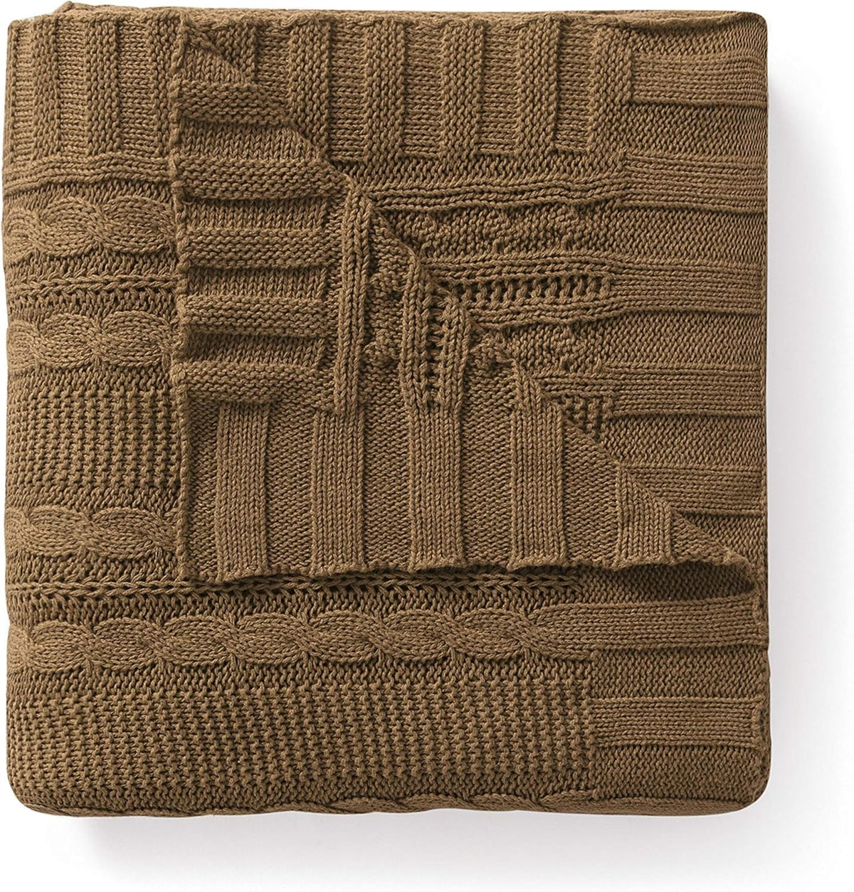 Dublin Taupe Cable Knit Cotton Throw Blanket