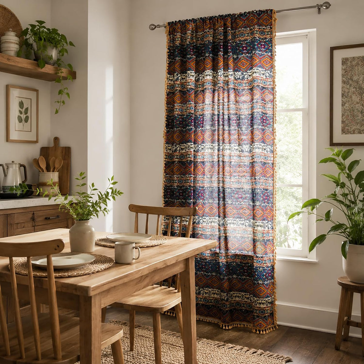 Colorful Plaid Linen Textured Curtains