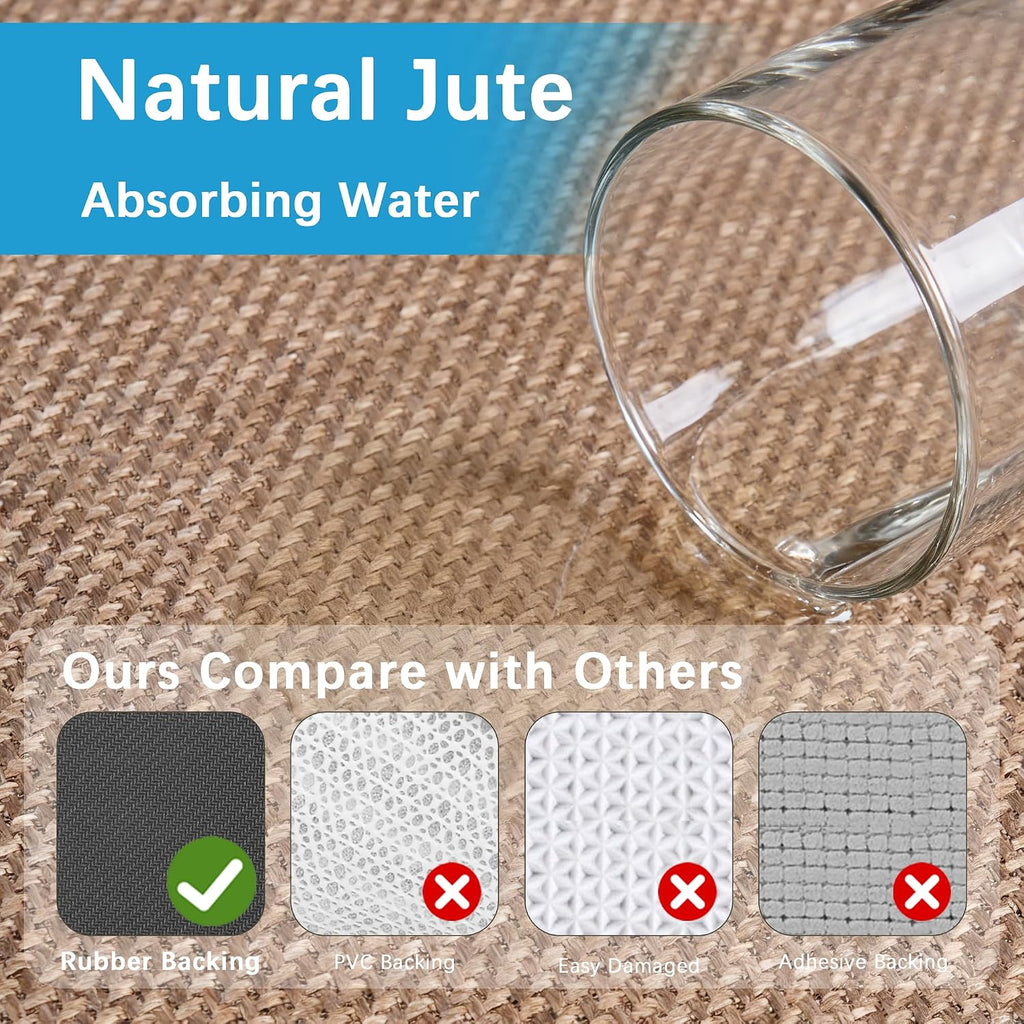 Khaki Natural Jute Non‑Slip Hallway Runner Rug