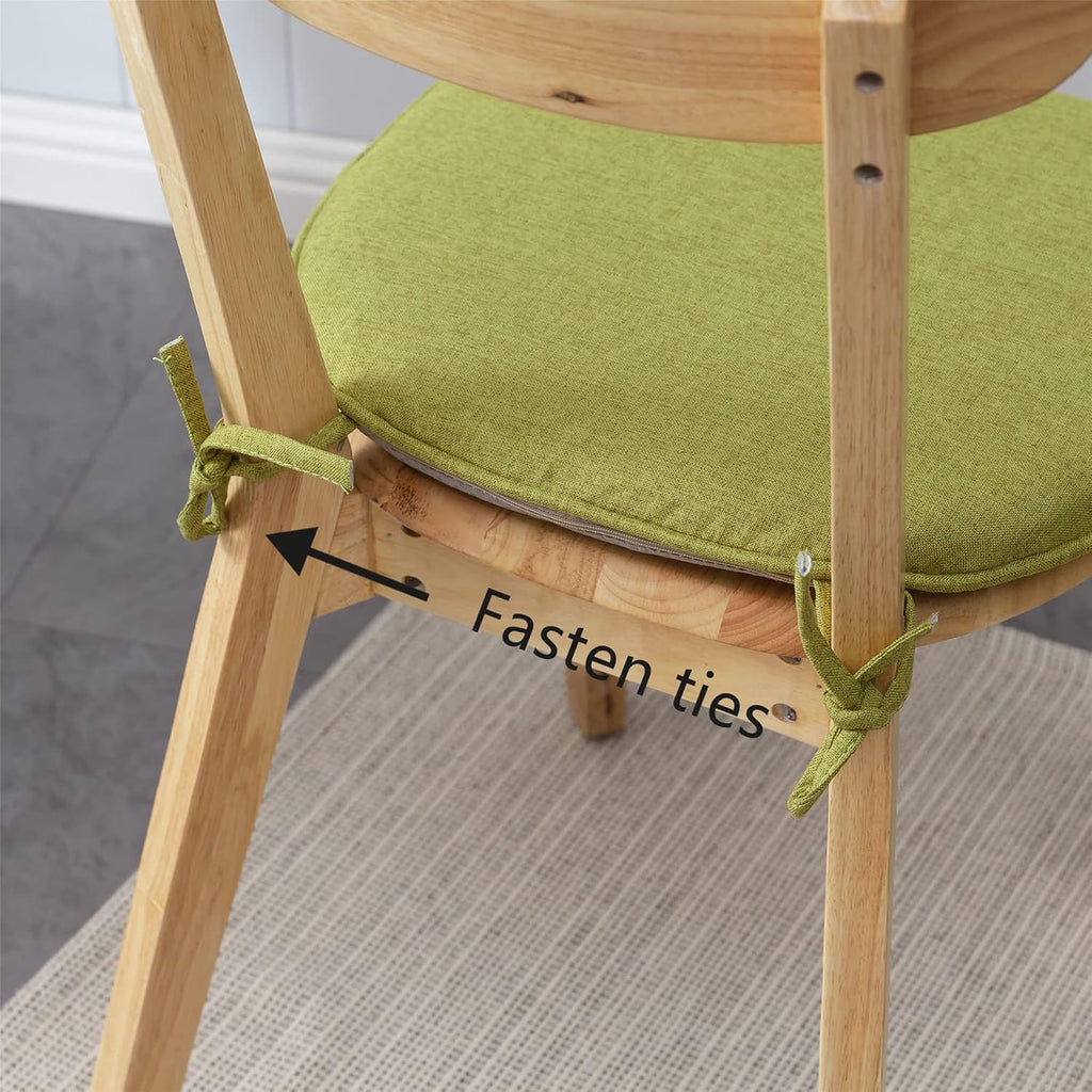 White Linen U‑Shaped Tied Dining Chair Cushions