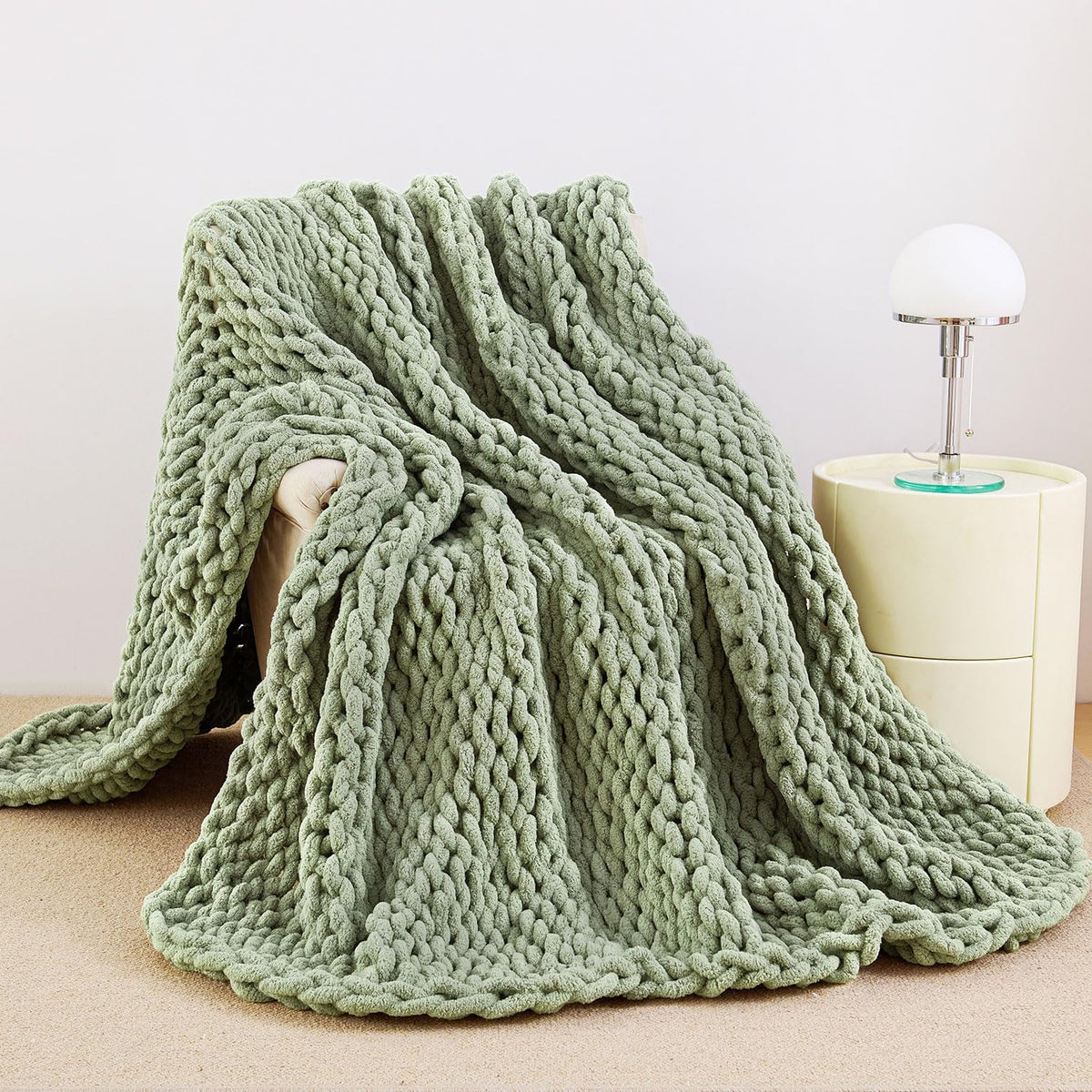 Chunky Yarn Knit Couch Throw Blanket