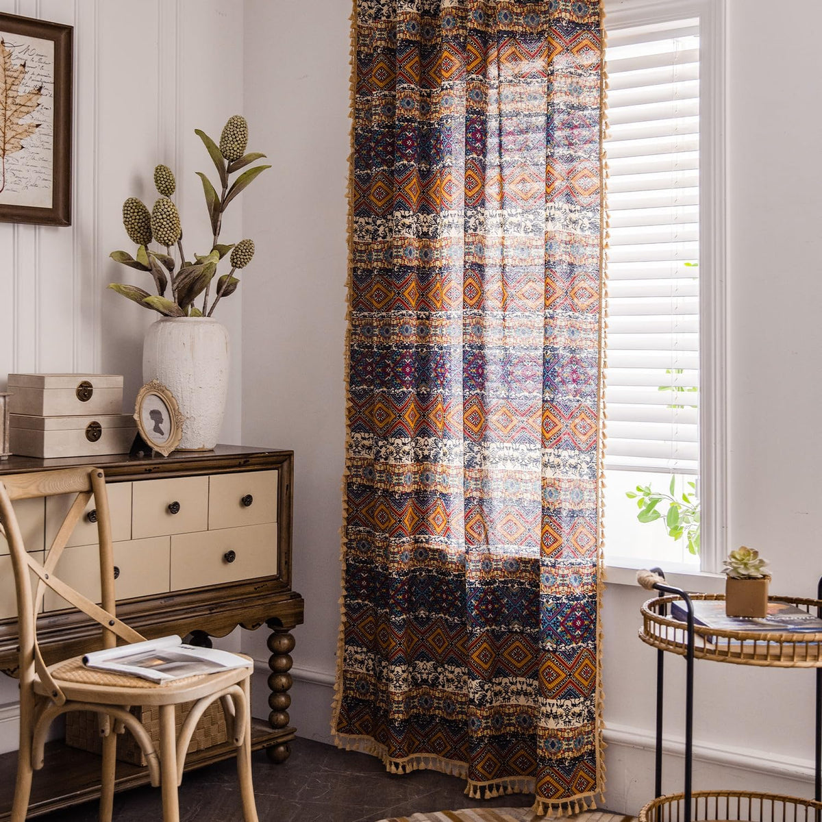 Colorful Plaid Linen Textured Curtains