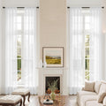 White Rod Pocket Semi Sheer Light Filtering Curtain