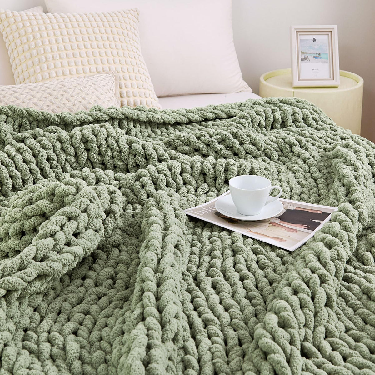 Chunky Yarn Knit Couch Throw Blanket