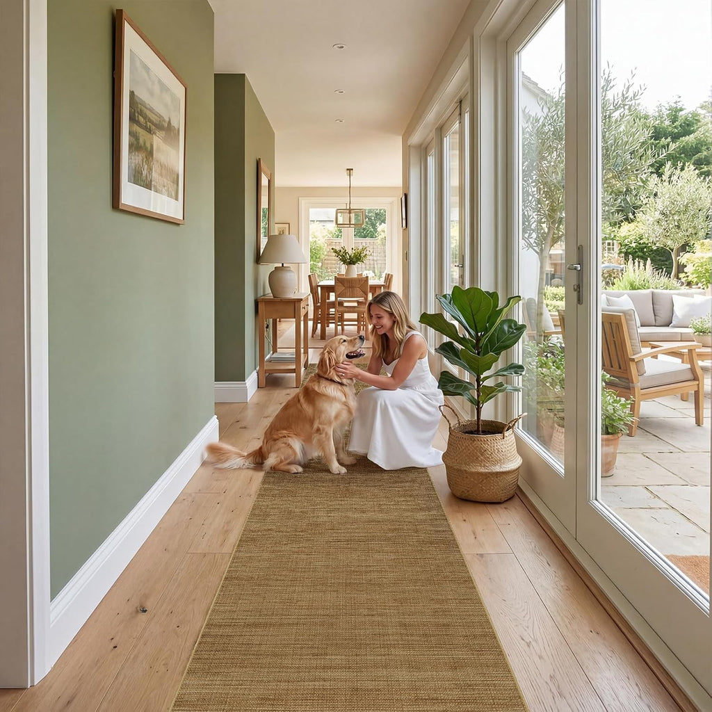Beige Non‑Slip Jute Runner Rug