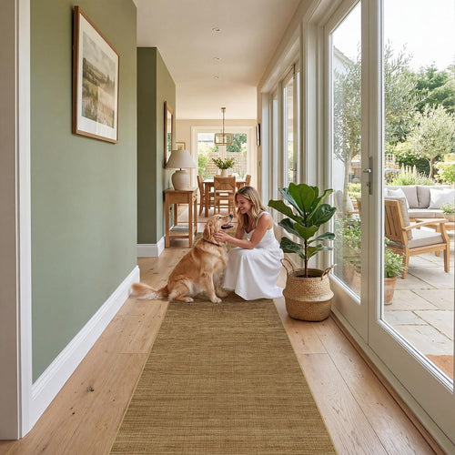 Beige Non‑Slip Jute Runner Rug