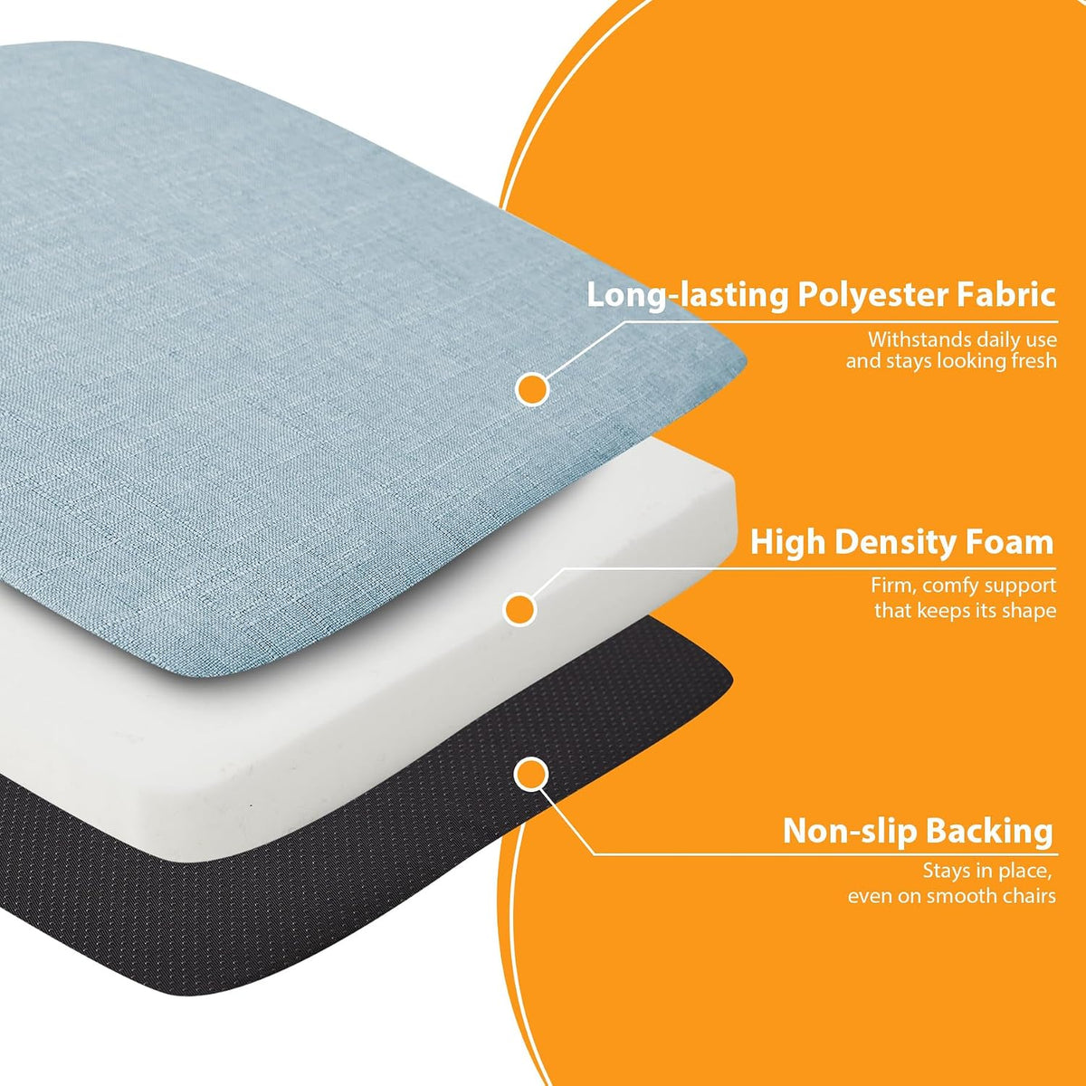 Light Blue D‑Shaped Dining Chair Cushions