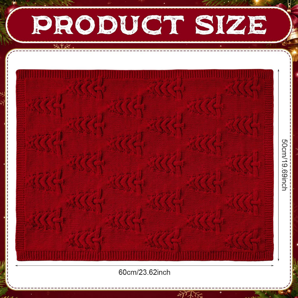 Burgundy Cable Knit Christmas Tree Throw Blanket
