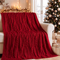 Burgundy Cable Knit Christmas Tree Throw Blanket