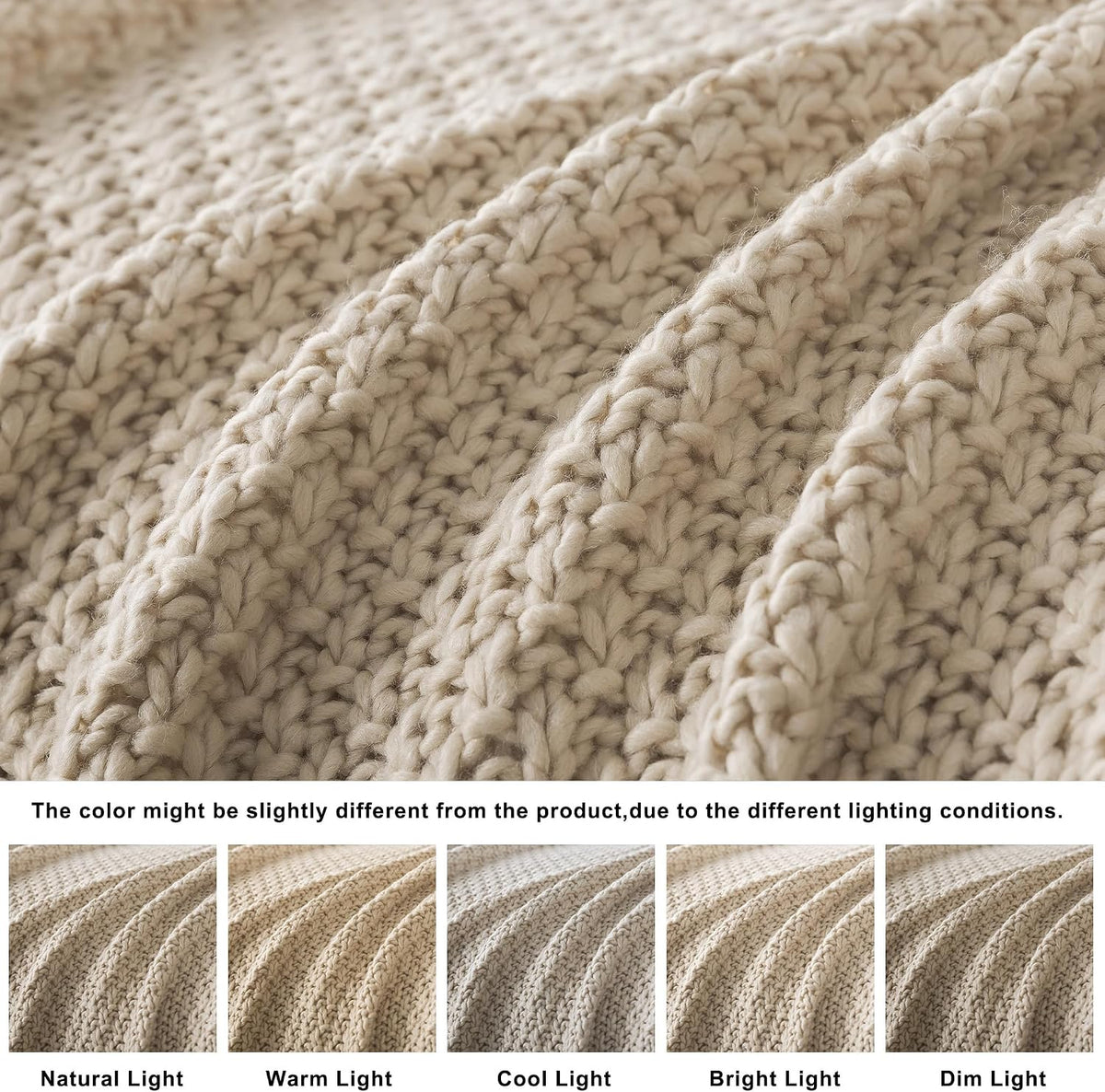 Camel Chunky Cable Knit Throw Blanket