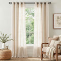 Beige Grommet Linen Light Filtering Curtains