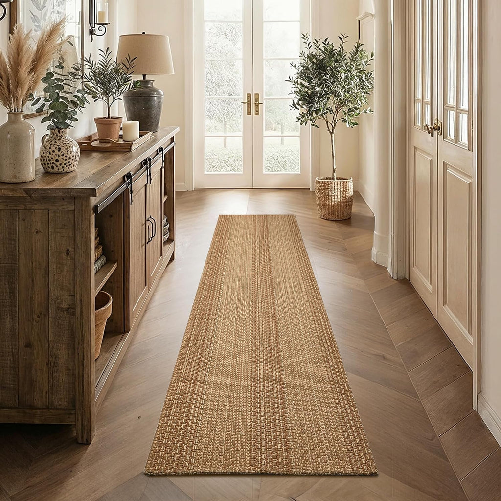 Washable Distressed Woven Long Runner Rug