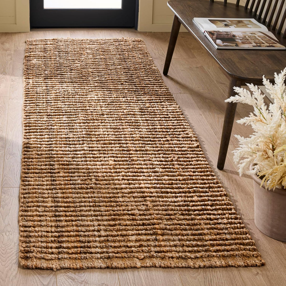 Natural Knotted Jute Runner Rug