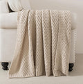 Camel Chunky Cable Knit Throw Blanket
