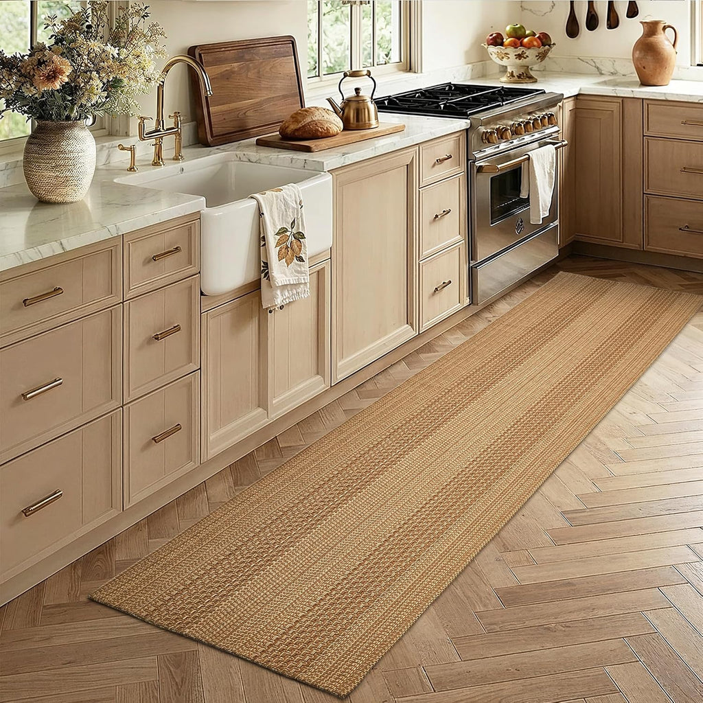 Washable Distressed Woven Long Runner Rug