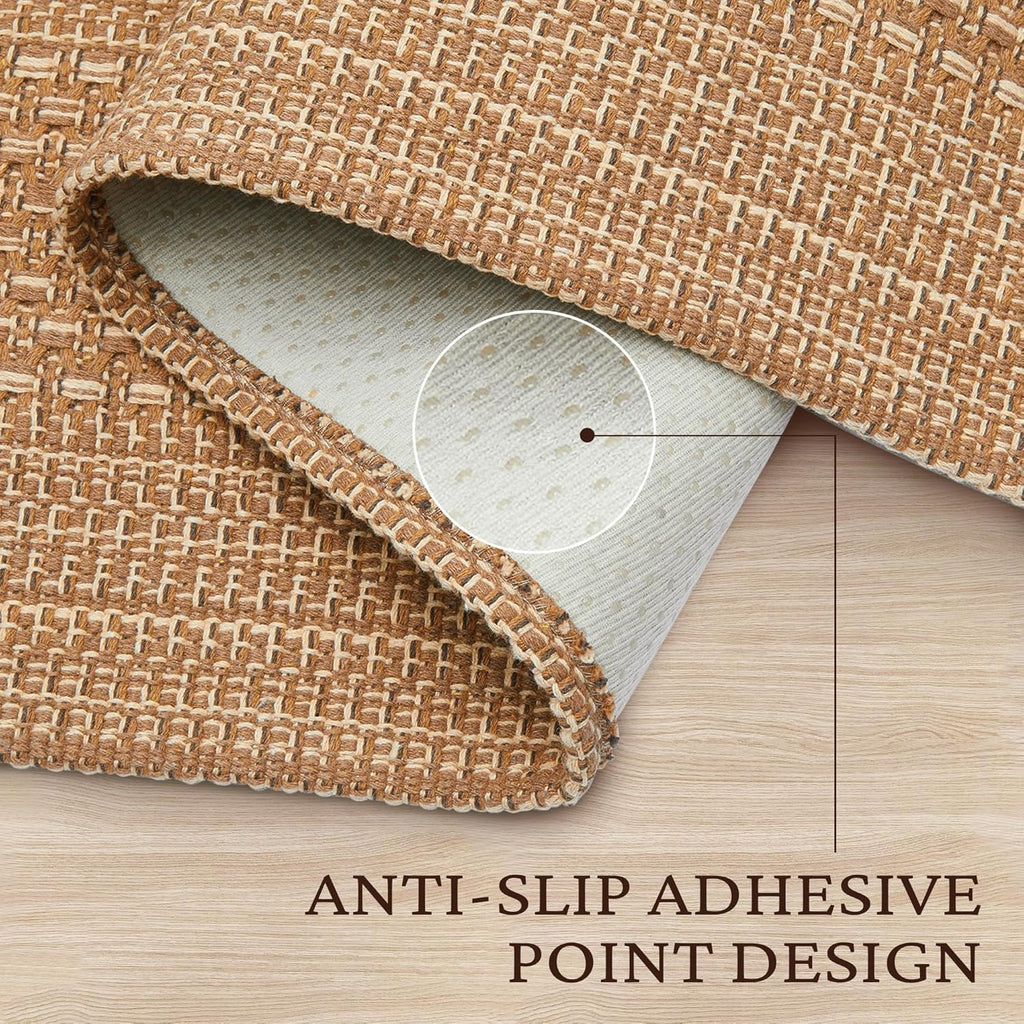 Washable Distressed Woven Long Runner Rug