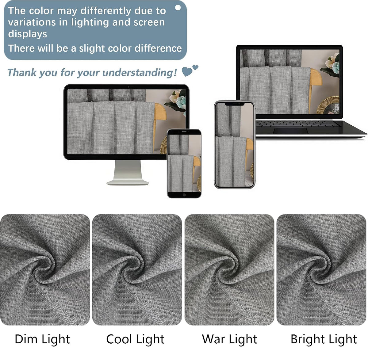 Light Grey Grommet Faux Linen Curtains