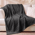 Gray Openwork Cable Knit Chenille Throw Blanket