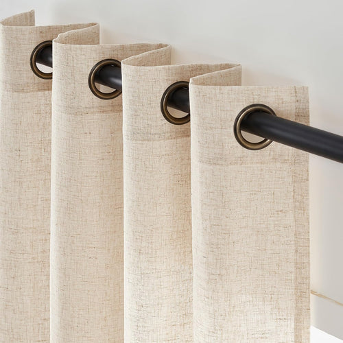 Beige Grommet Linen Light Filtering Curtains