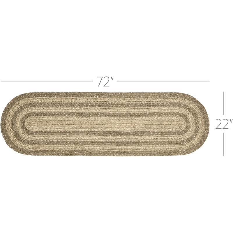 Brands Tan Grey White Oval Jute Hall Runner Rug